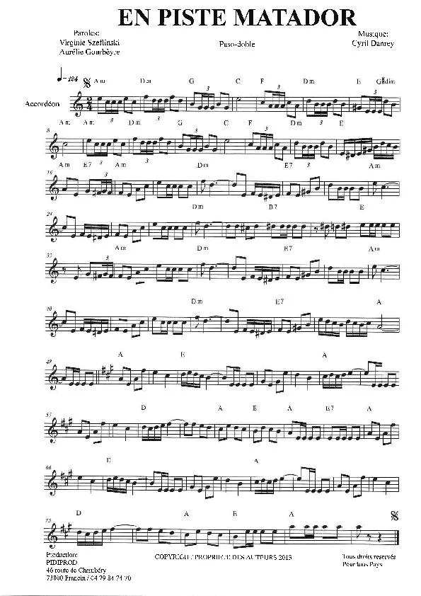 télécharger la partition d'accordéon En piste matador (Paso Doble) au format PDF