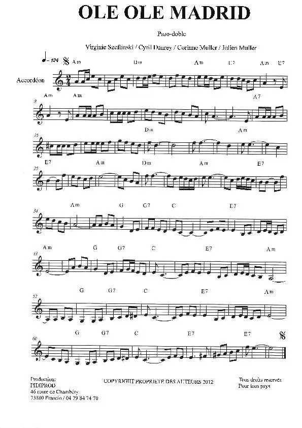 télécharger la partition d'accordéon Olé olé Madrid (Paso Doble) au format PDF