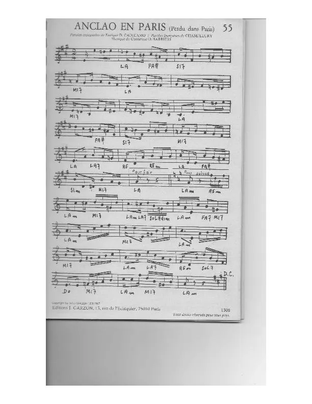 télécharger la partition d'accordéon Anclao en Paris  (Perdu dans Paris) (Tango) au format PDF