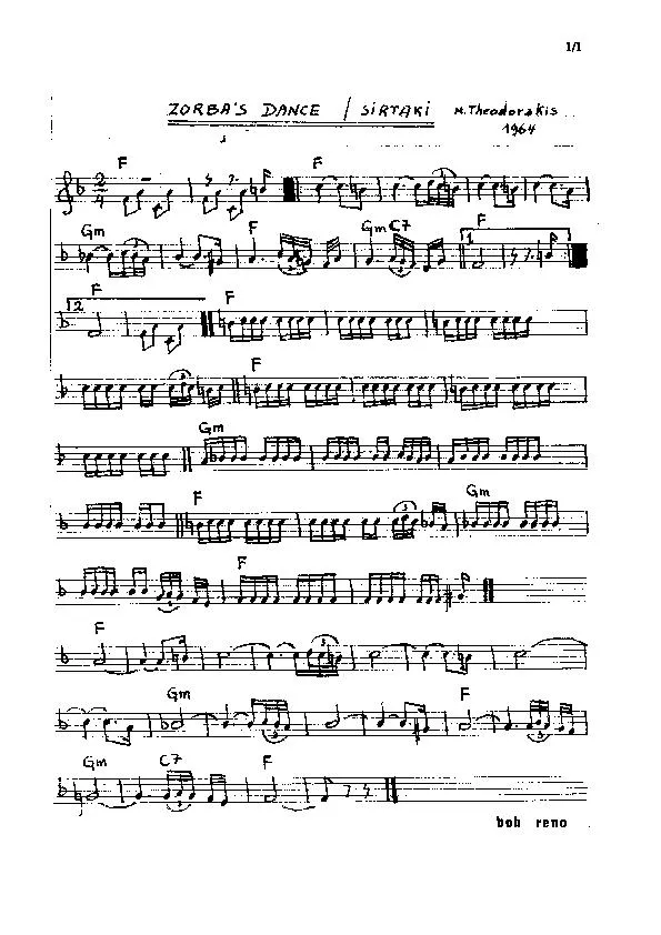 télécharger la partition d'accordéon Zorba's dance (Sirtaki) (Transcription Manuscrite) au format PDF