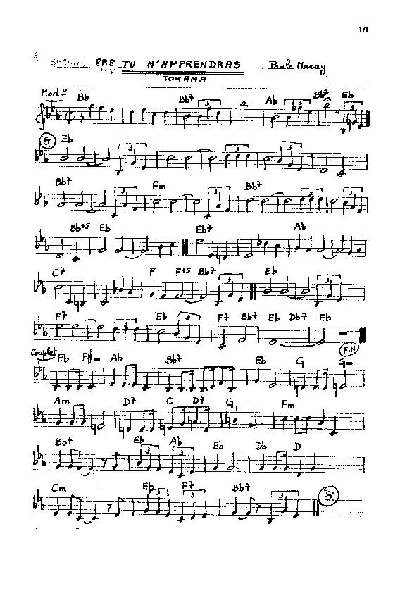 télécharger la partition d'accordéon Tu m'apprendras (Tohama) (Transcription) au format PDF