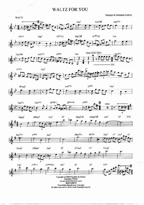 télécharger la partition d'accordéon Waltz for you au format PDF