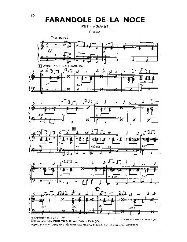télécharger la partition d'accordéon Farandole de la noce (Pot Pourri de Marches) (Piano) au format PDF