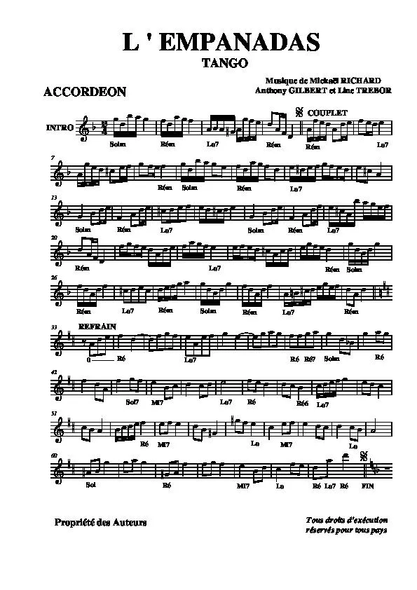 télécharger la partition d'accordéon L' Empanadas (Tango) au format PDF