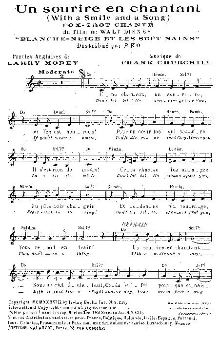 télécharger la partition d'accordéon Un sourire en chantant (With a Smile and the Song) (Blanche Neige et les sept nains) (Fox Trot) au format PDF