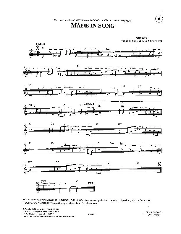 télécharger la partition d'accordéon Made in Song (Madison) au format PDF