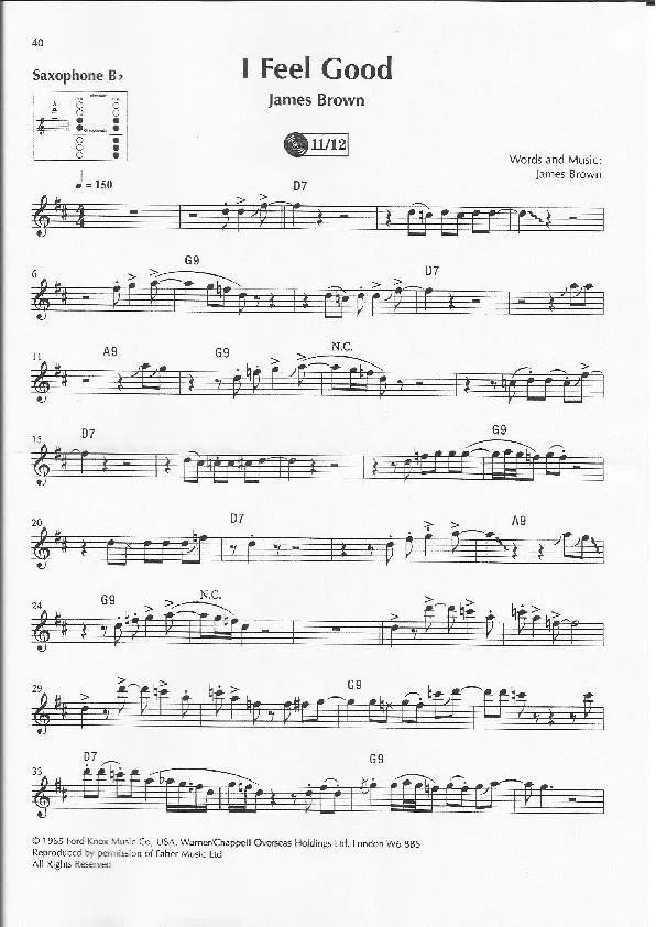 télécharger la partition d'accordéon I Feel good (Partie saxophone Bb) au format PDF