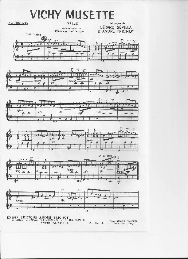 télécharger la partition d'accordéon Vichy Musette (Valse) au format PDF