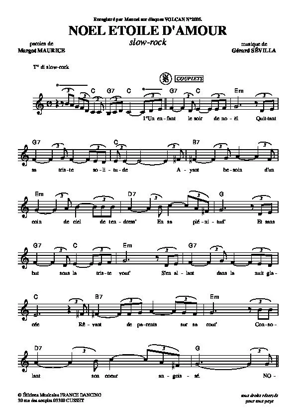 télécharger la partition d'accordéon Noël étoile d'amour (Slow Rock) au format PDF