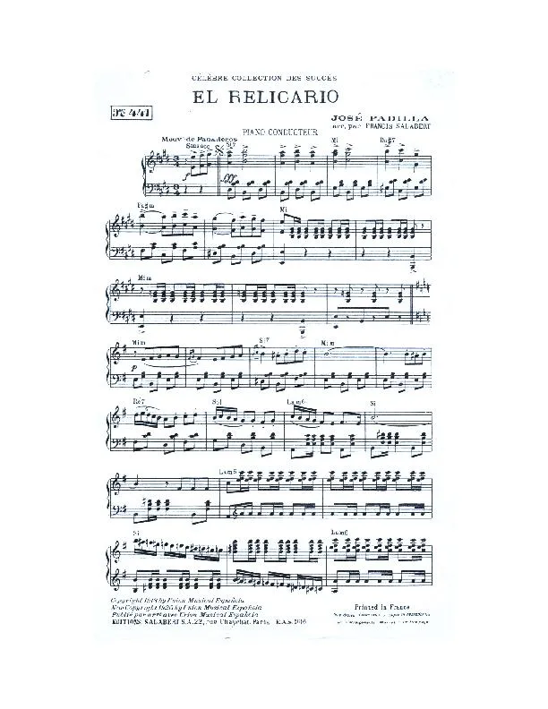 télécharger la partition d'accordéon El relicario (Le reliquaire) (Arrangement : Francis Salabert) (Paso Doble) au format PDF