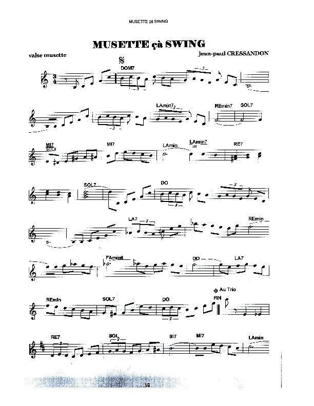 télécharger la partition d'accordéon Musette ça swing (Valse) au format PDF
