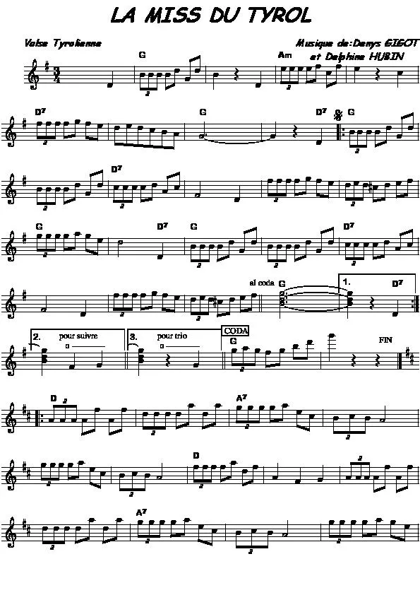 télécharger la partition d'accordéon La miss du Tyrol (Valse Tyrolienne) au format PDF