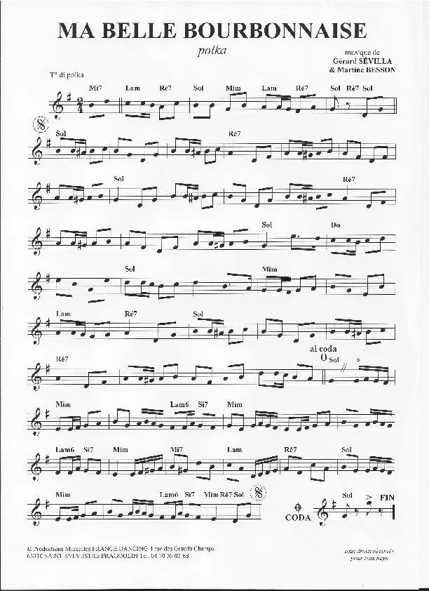 télécharger la partition d'accordéon Ma belle Bourbonnaise (Polka) au format PDF