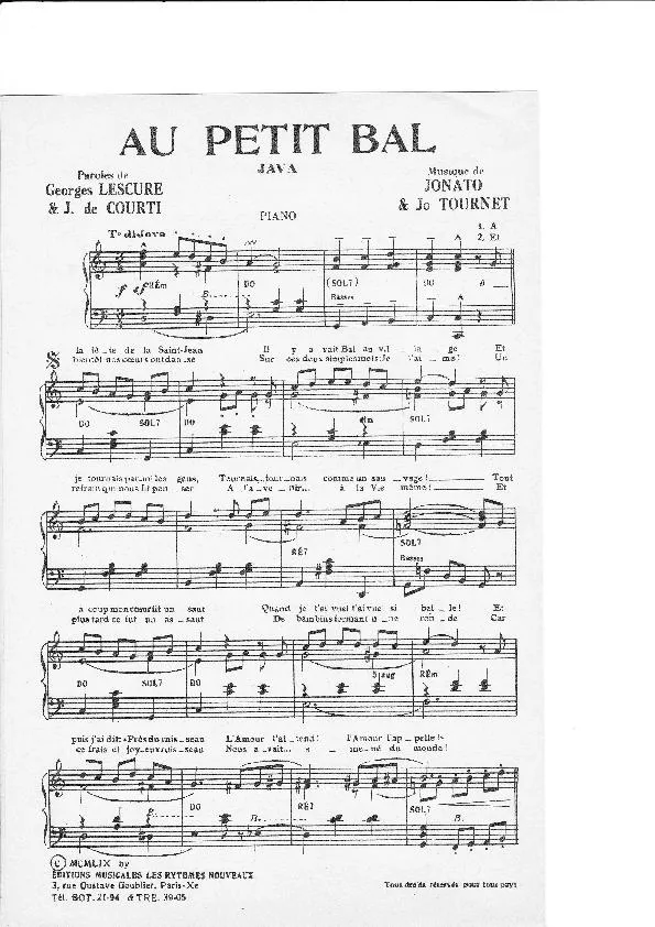 télécharger la partition d'accordéon Au petit bal (Java) au format PDF