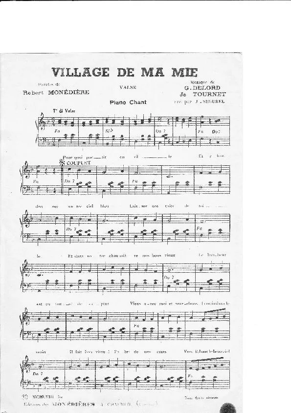 télécharger la partition d'accordéon Village de ma mie (Valse) au format PDF