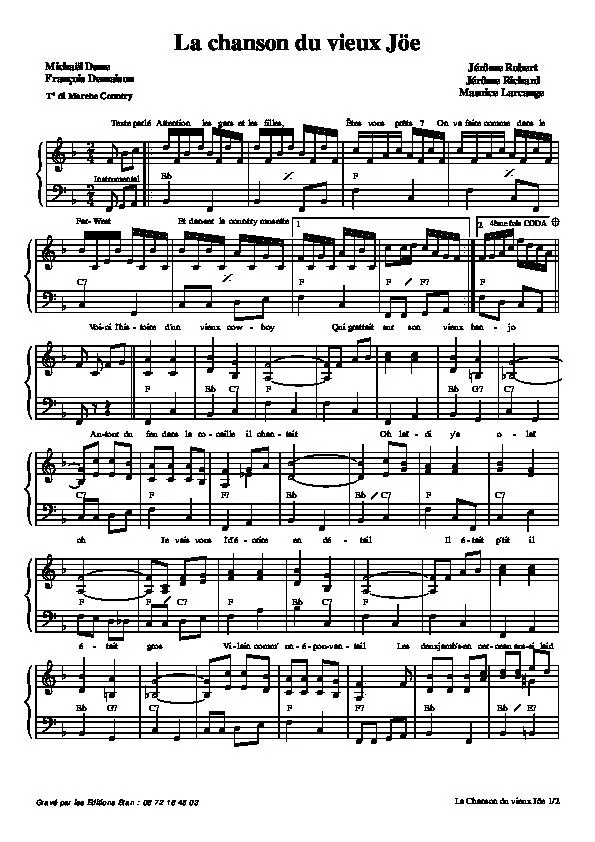 télécharger la partition d'accordéon La chanson du vieux Jöe (Marche Country) au format PDF