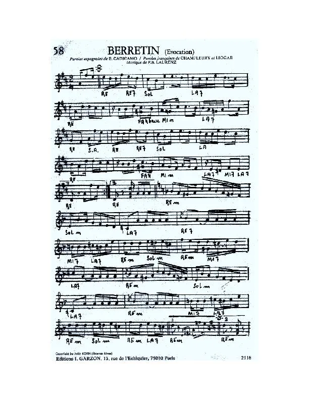 télécharger la partition d'accordéon Berretin (Evocation) (Tango) au format PDF