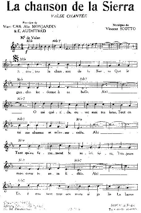 télécharger la partition d'accordéon La chanson de la Sierra (Valse Chantée) au format PDF