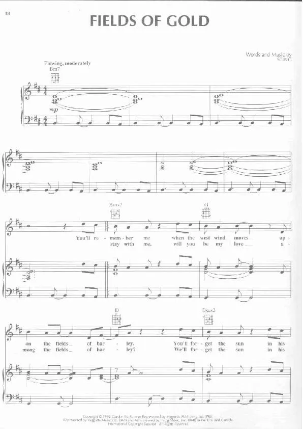 télécharger la partition d'accordéon Fields of gold au format PDF
