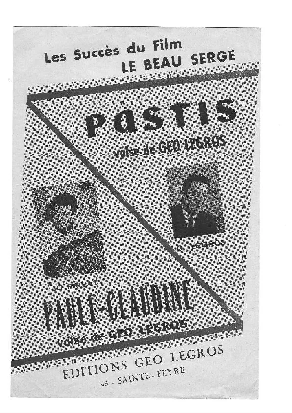 télécharger la partition d'accordéon Pastis (Du film : Le beau Serge) (Valse) au format PDF
