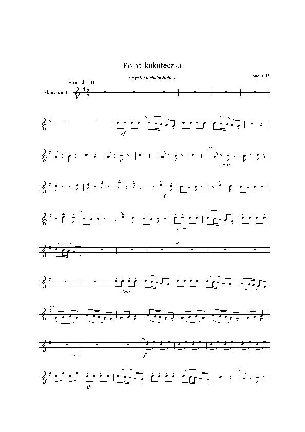 télécharger la partition d'accordéon Field cuckoo  (Quintet accordion) au format PDF
