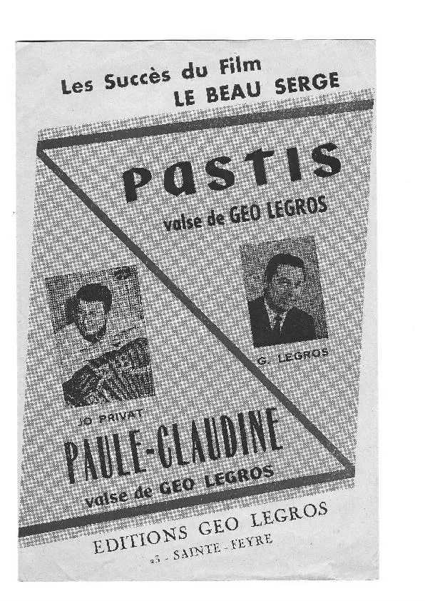 télécharger la partition d'accordéon Paule Claudine (Du film : Le beau Serge) (Valse) au format PDF