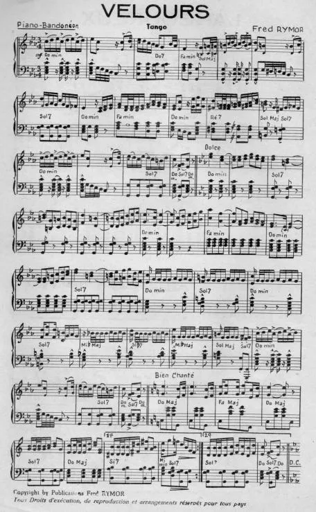 télécharger la partition d'accordéon Velours (Tango) au format PDF