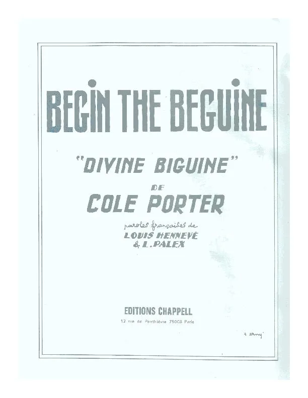 télécharger la partition d'accordéon Begin the biguine (Divine biguine) (Piano) au format PDF
