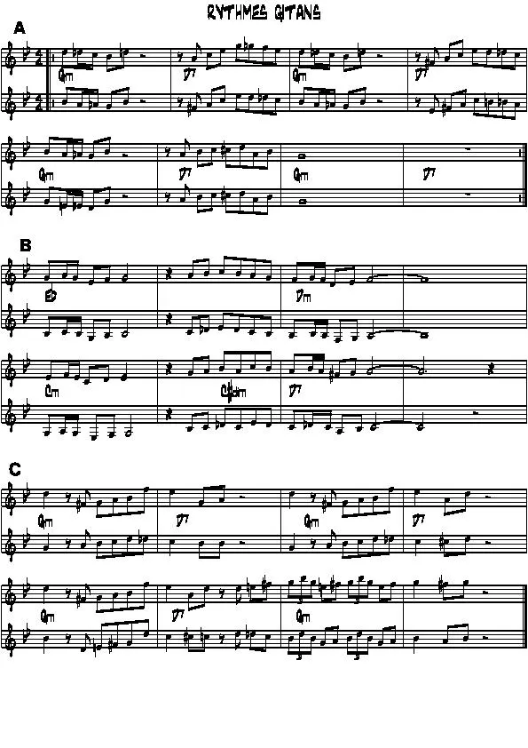 télécharger la partition d'accordéon Rythmes Gitans (Swing) au format PDF
