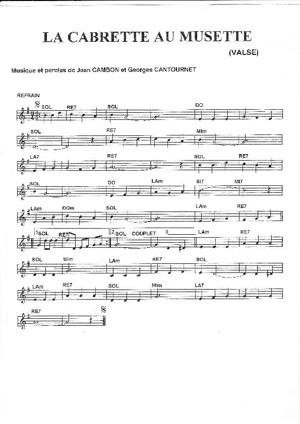 télécharger la partition d'accordéon La cabrette au musette (Valse) au format PDF