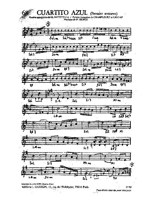 télécharger la partition d'accordéon Cuartito azul (Premier serment) (Tango) au format PDF