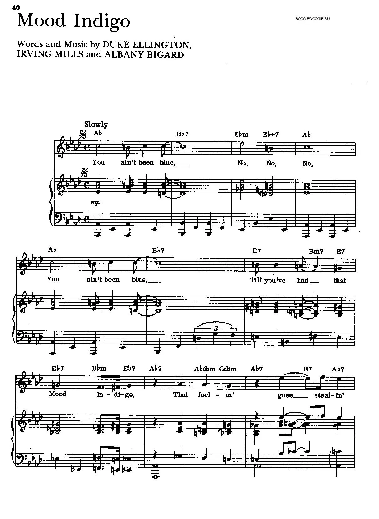 télécharger la partition d'accordéon Mood indigo (Slow) au format PDF