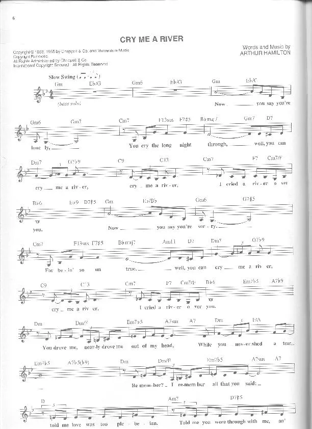 télécharger la partition d'accordéon Cry Me A River (Slow Swing) au format PDF
