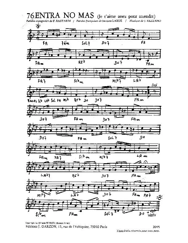 télécharger la partition d'accordéon Entra nos mas (Je t'aime assez pour attendre) (Tango) au format PDF