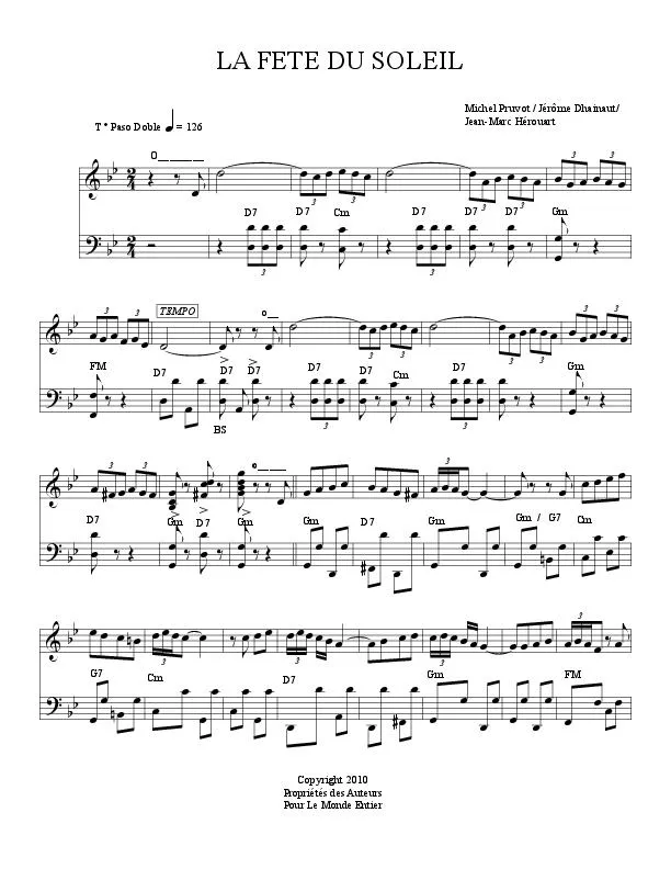 télécharger la partition d'accordéon La fête du soleil (Paso Doble) au format PDF