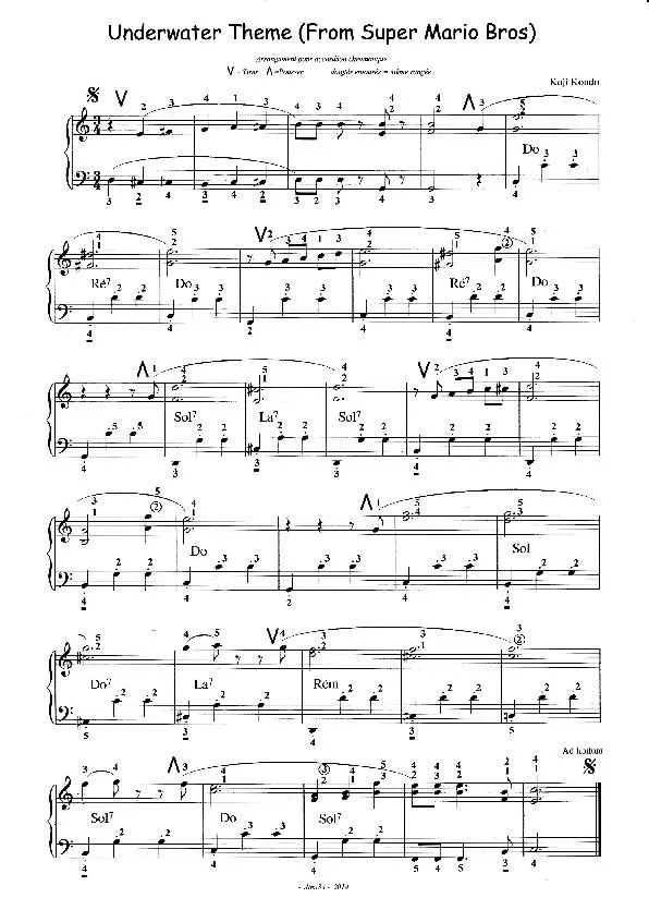 télécharger la partition d'accordéon Mario Underwater (Arrangement pour accordéon chromatique) au format PDF