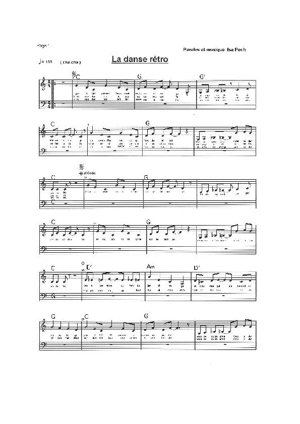 télécharger la partition d'accordéon La danse rétro (Cha cha) au format PDF