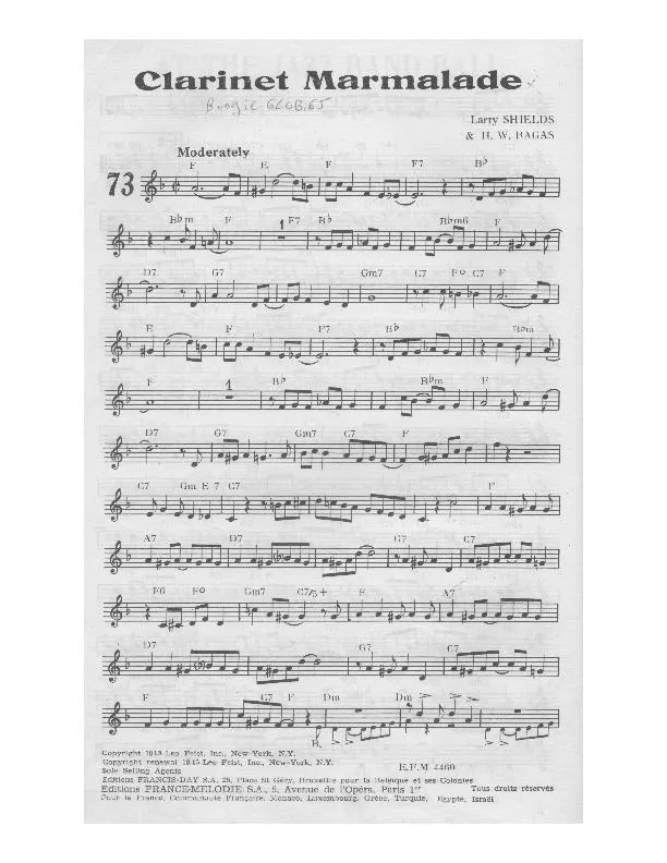 télécharger la partition d'accordéon Clarinet marmalade (Swing) au format PDF