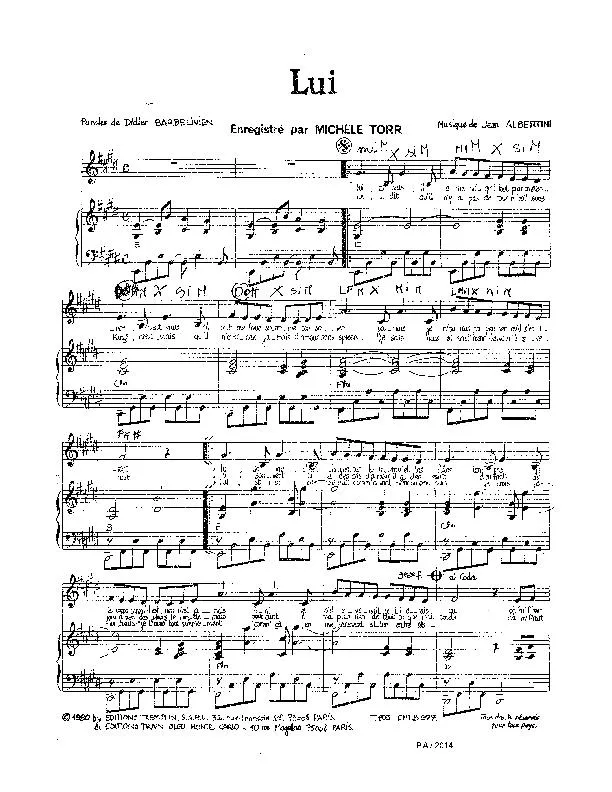 télécharger la partition d'accordéon Lui (Chant : Michèle Torr) au format PDF
