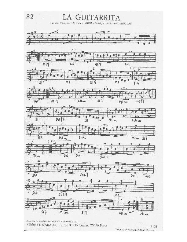 télécharger la partition d'accordéon La guitarrita (Tango) au format PDF