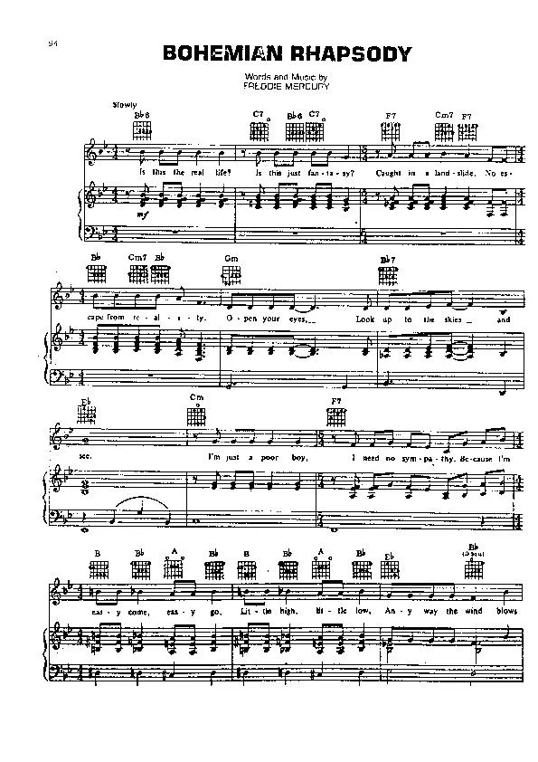 télécharger la partition d'accordéon Bohemian Rhapsody (Queen) au format PDF