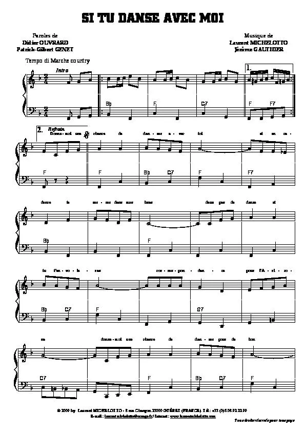 télécharger la partition d'accordéon Si tu danses avec moi (Marche Country) au format PDF