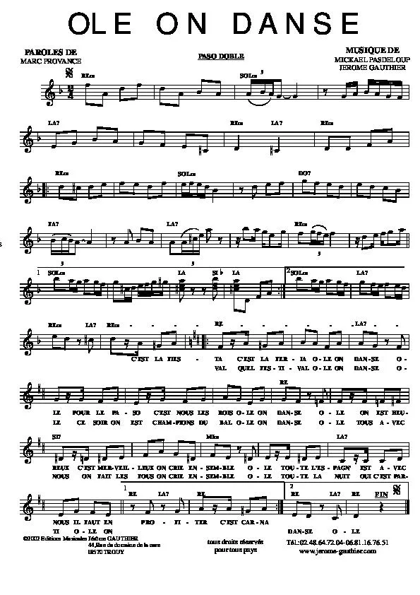 télécharger la partition d'accordéon Olé on danse (Paso Doble) au format PDF