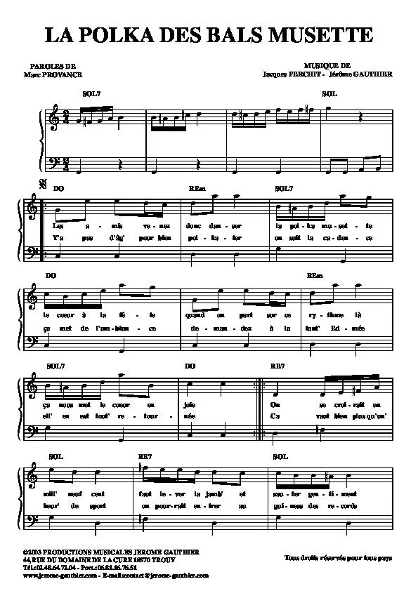 télécharger la partition d'accordéon La polka des bals musette au format PDF