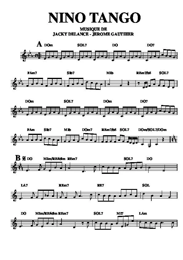 télécharger la partition d'accordéon Nino Tango au format PDF
