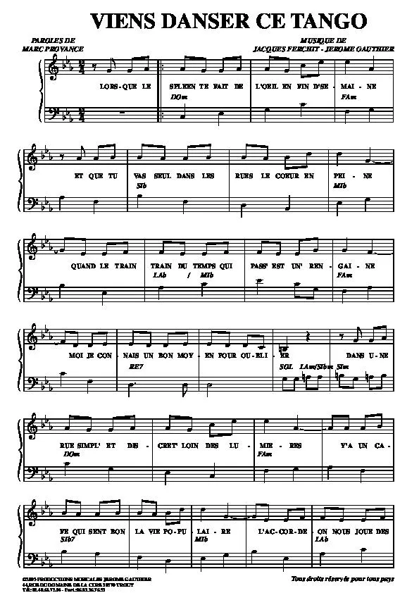 télécharger la partition d'accordéon Viens danser ce tango au format PDF