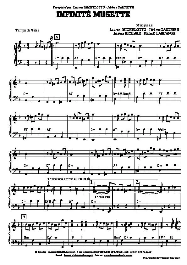 télécharger la partition d'accordéon Infinité musette (Valse) au format PDF