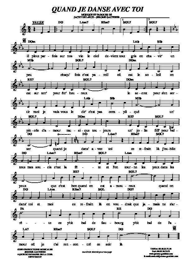 télécharger la partition d'accordéon Quand je danse avec toi (Valse) au format PDF