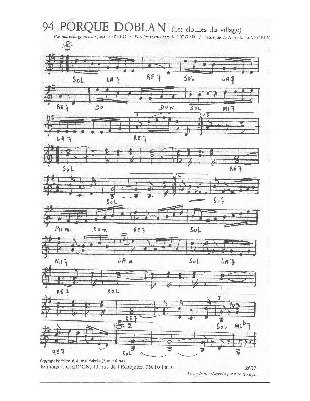 télécharger la partition d'accordéon Porque doblan (Les cloches du village) (Tango) au format PDF