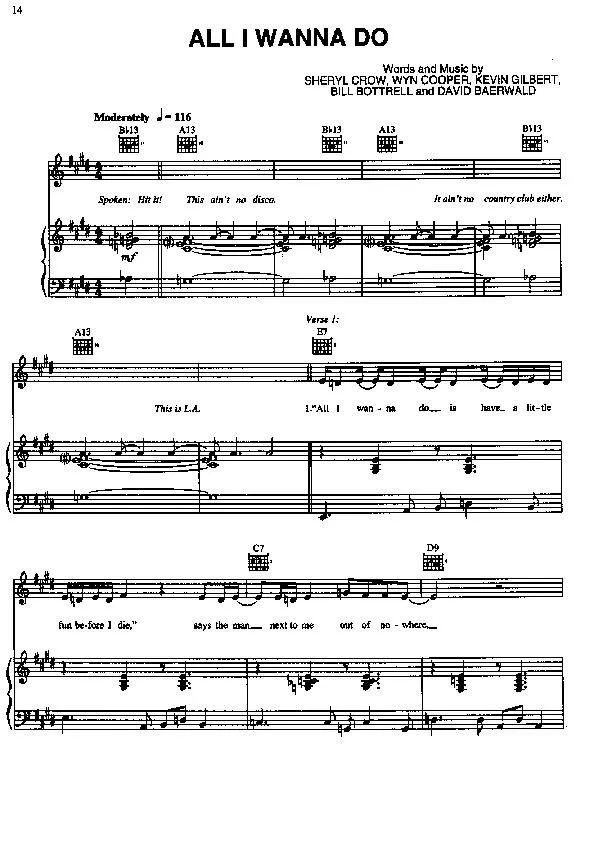 télécharger la partition d'accordéon All I Wanna Do au format PDF